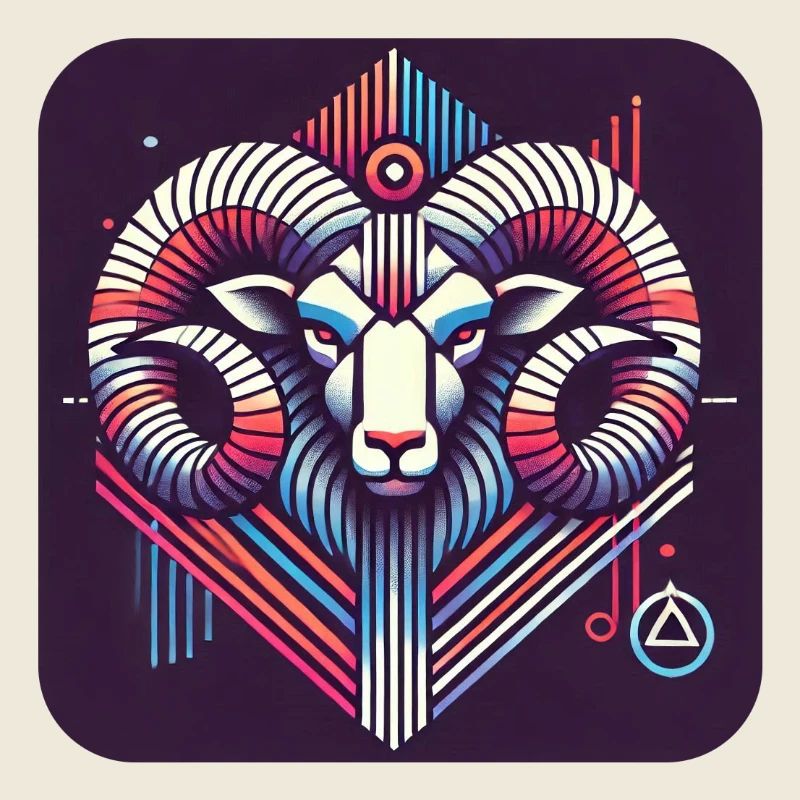 Neon Ram Ram Géométrique Line Art