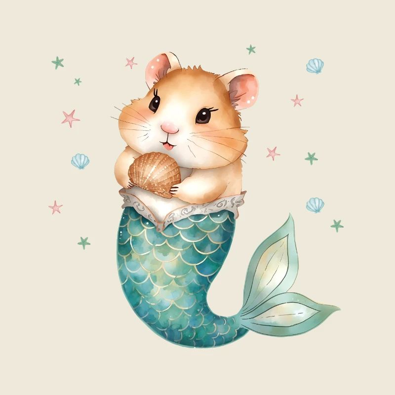 Cute Hamster Mermaid Kids Design