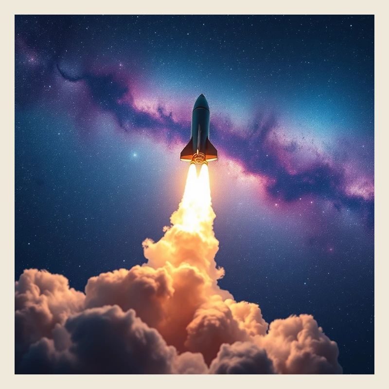 Rocket jump through nebula galaxy