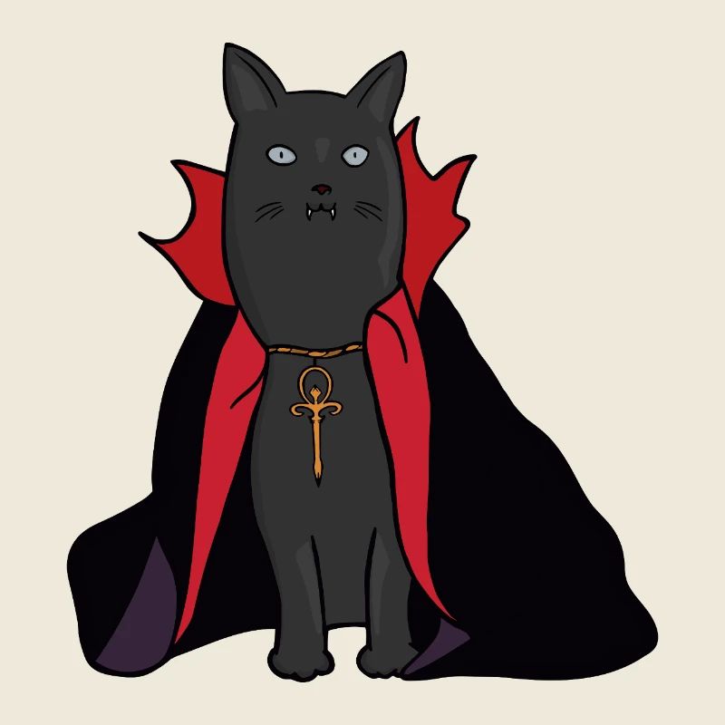 Mitternachts-Vampirkatze mit Umhang