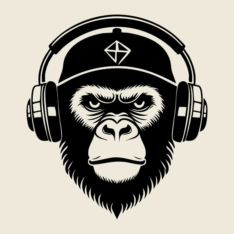 Vinyle Turntable Street Retro Monkey Head Shirt