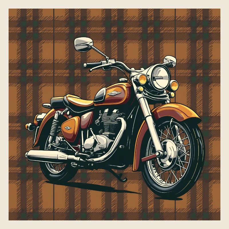 Retro Bike + Plaid Background