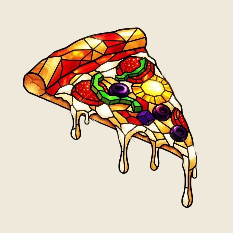 Pizza colorée mélange coloré : tout y est dans le style BD