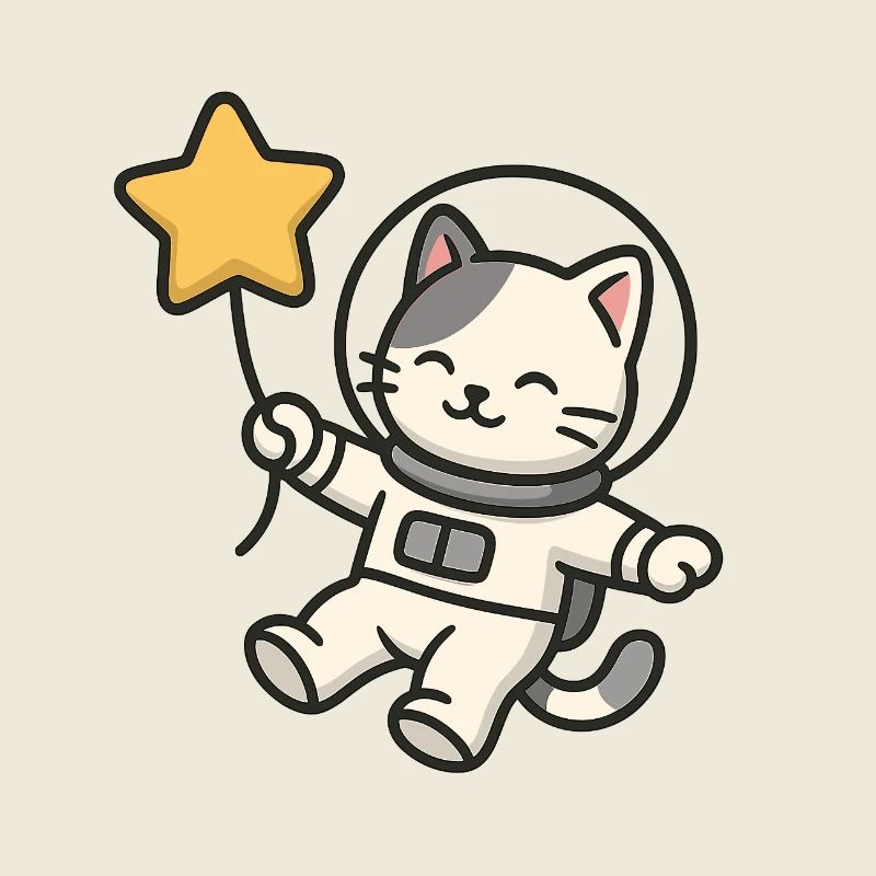 Chat astro mignon avec ballon étoile