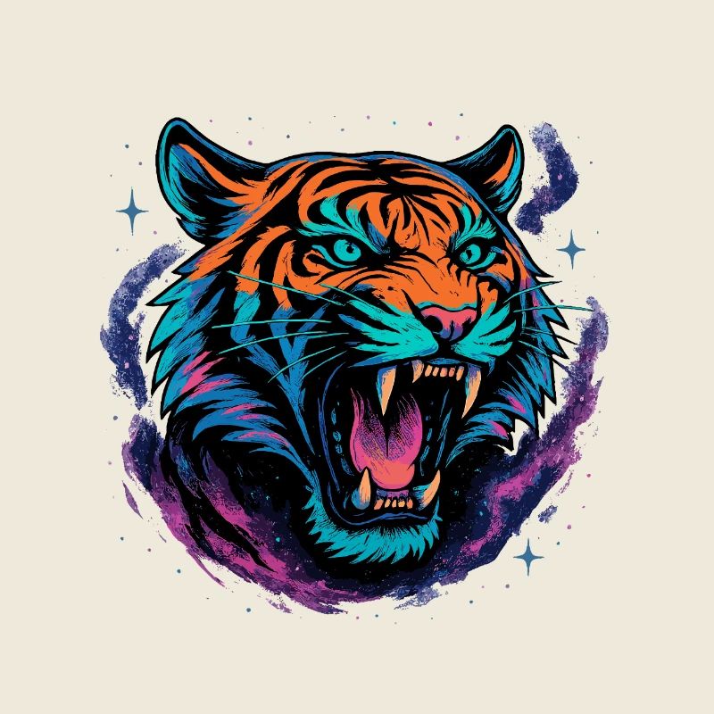 Neon Tiger Rage Galaxy Design
