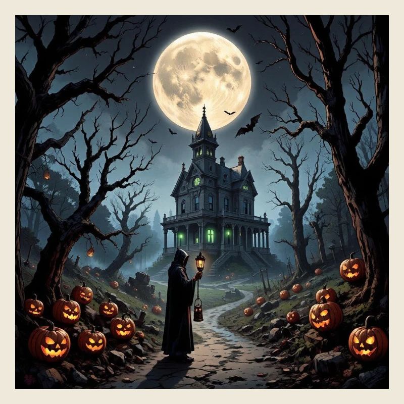Moon on Halloween Haunted House
