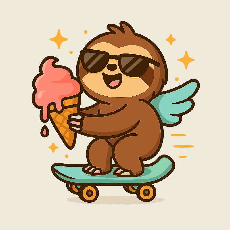 Cool Sloth Skateboard Treat Cone