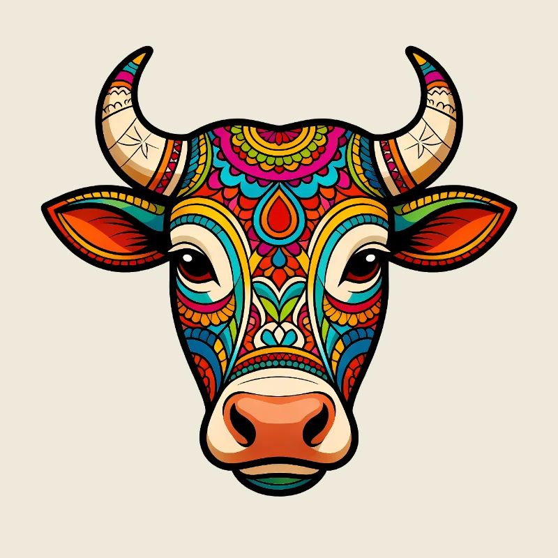 Sacred Cow Colorful Mandala