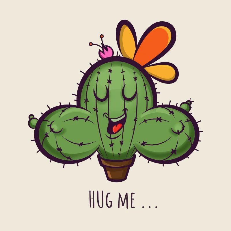 Cactus Hug Me Cartoon