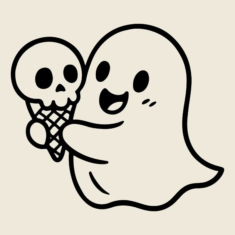 Fantôme avec crâne de crème glacée – Halloween adapté aux enfants