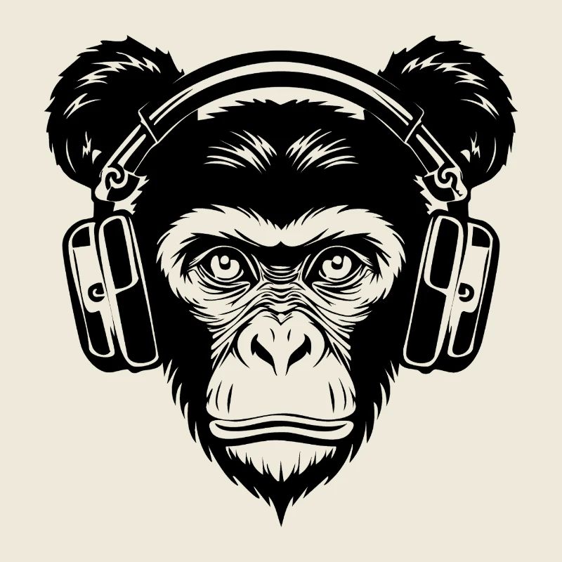 Skateboard Affe Mähne Groove Kopfhörer Shirt