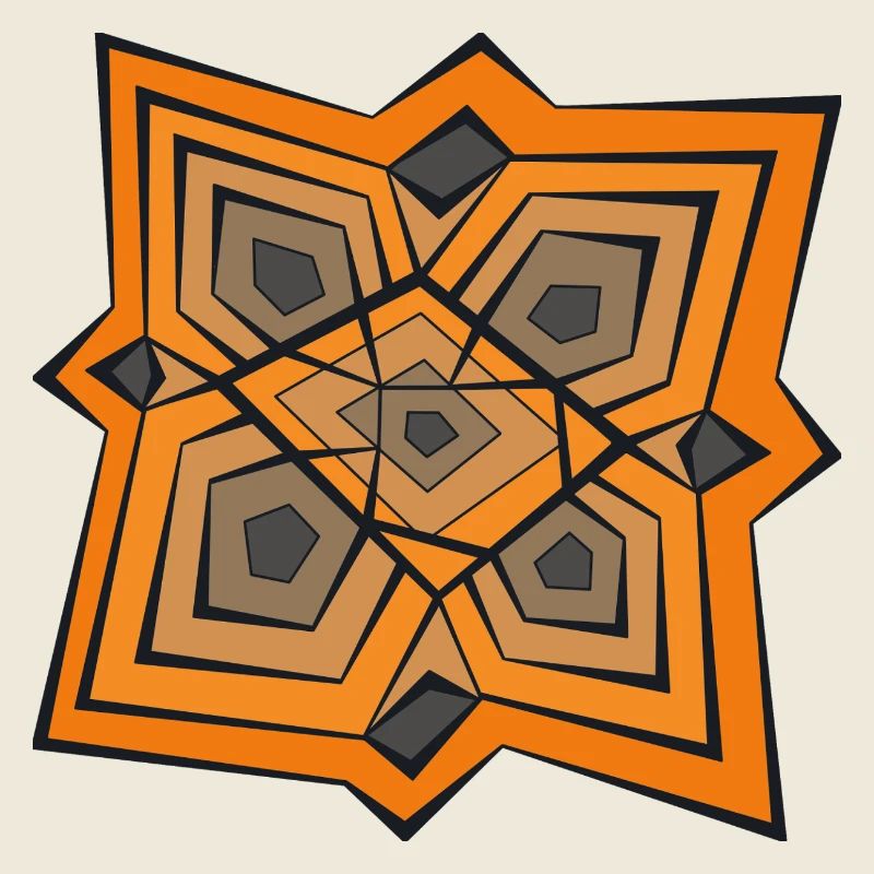 Mandala géométrique en oranges