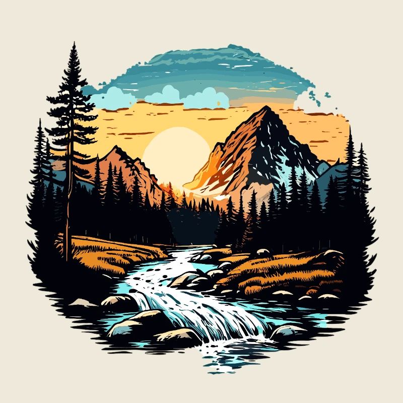 Coucher de soleil en montagne
