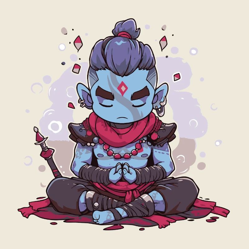 Blue Oni in Mystical Meditation