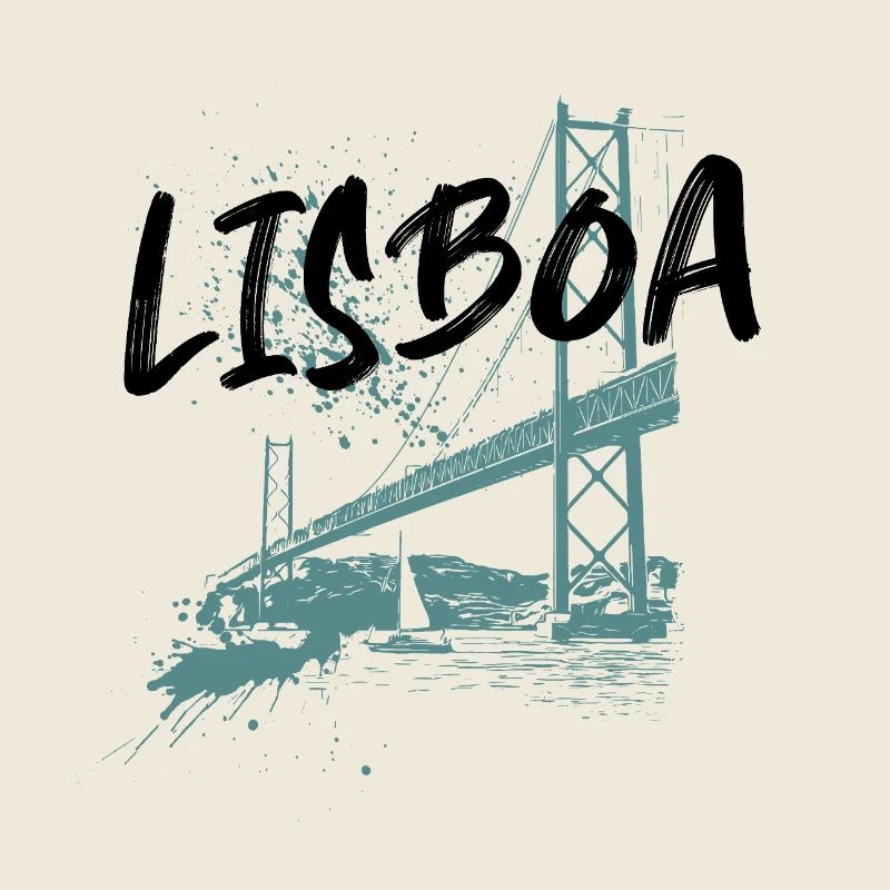 Pont 25 Avril à Lisbonne, illustration bleue
