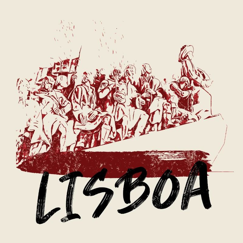 Monument Discoveries Lisbon red illustration