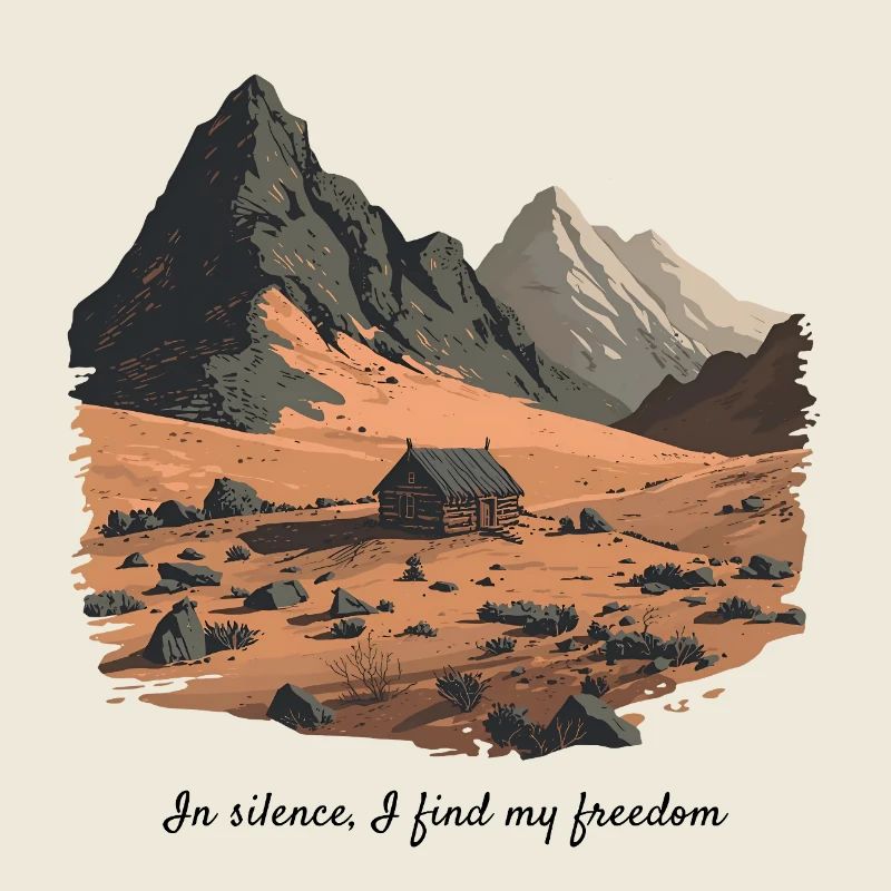Citation de cabane de montagne - Dans le silence, la liberté