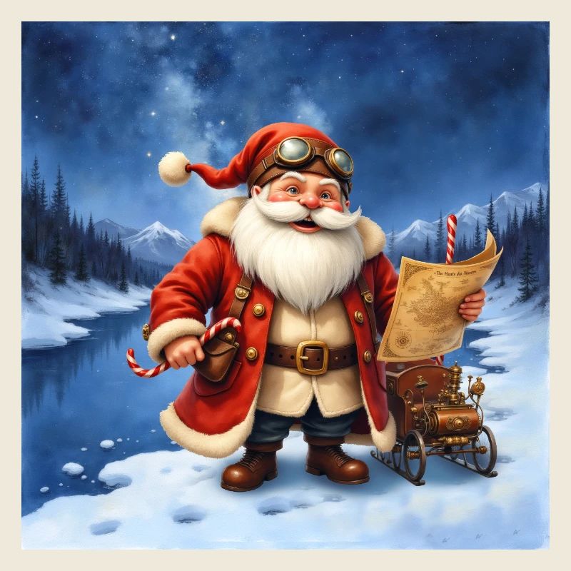 Père Noël vintage sur glace