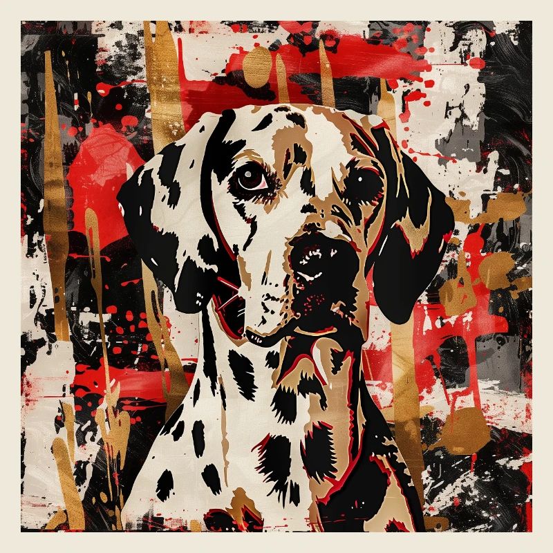 Les dalmatiens dans un jeu abstrait de couleurs