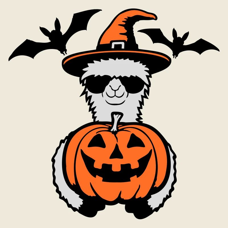 Lama Cool Halloween Pumpkin Sunglasses Witch Hat