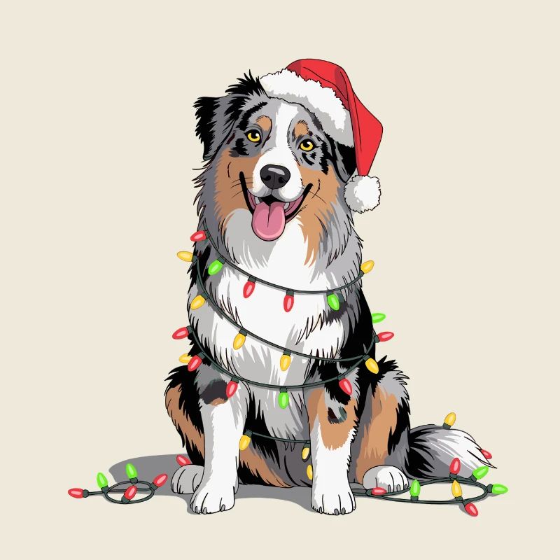 Weihnachtshund mit Lichterkette