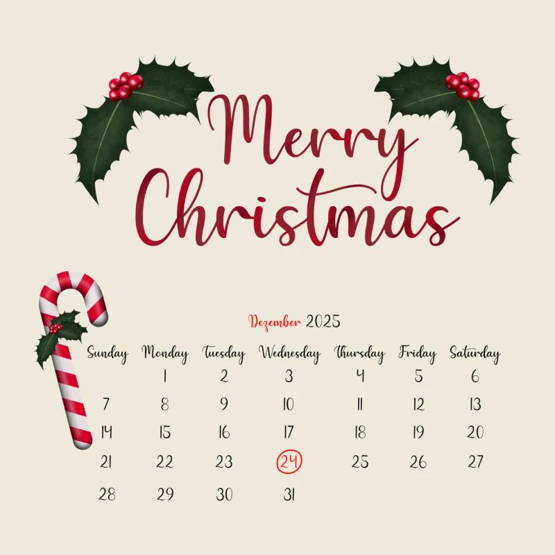 Feuille de calendrier joyeux Noël avec arcs