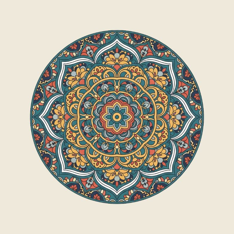 Mandala Circle Pattern in Blue Gold