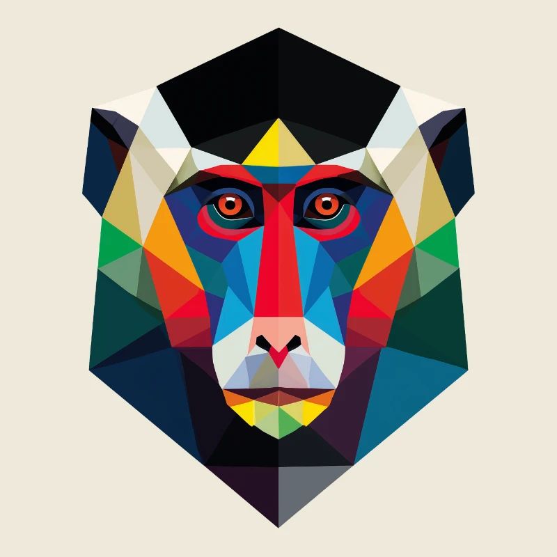Geometric Monkey Head Art Print