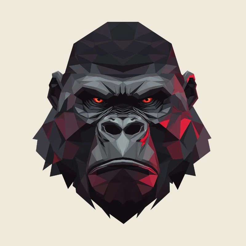 Polygon gorilla with red eyes