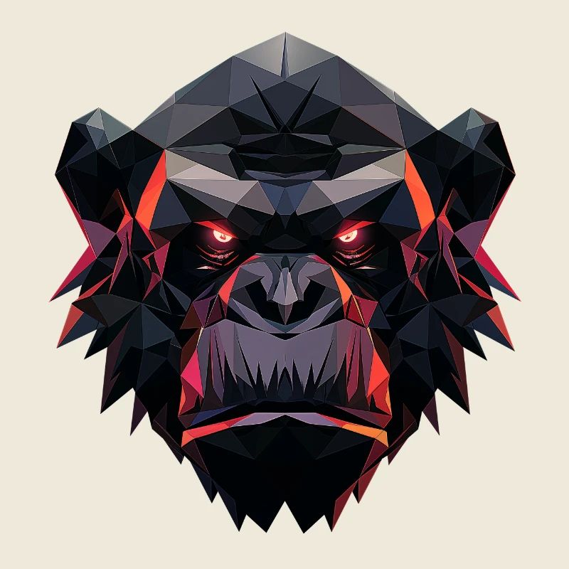 Gorille Prisme Tête Low Poly Art Design