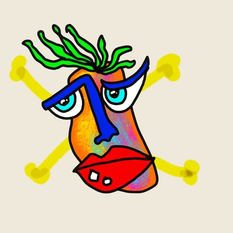 Visage coloré avec fond d’os
