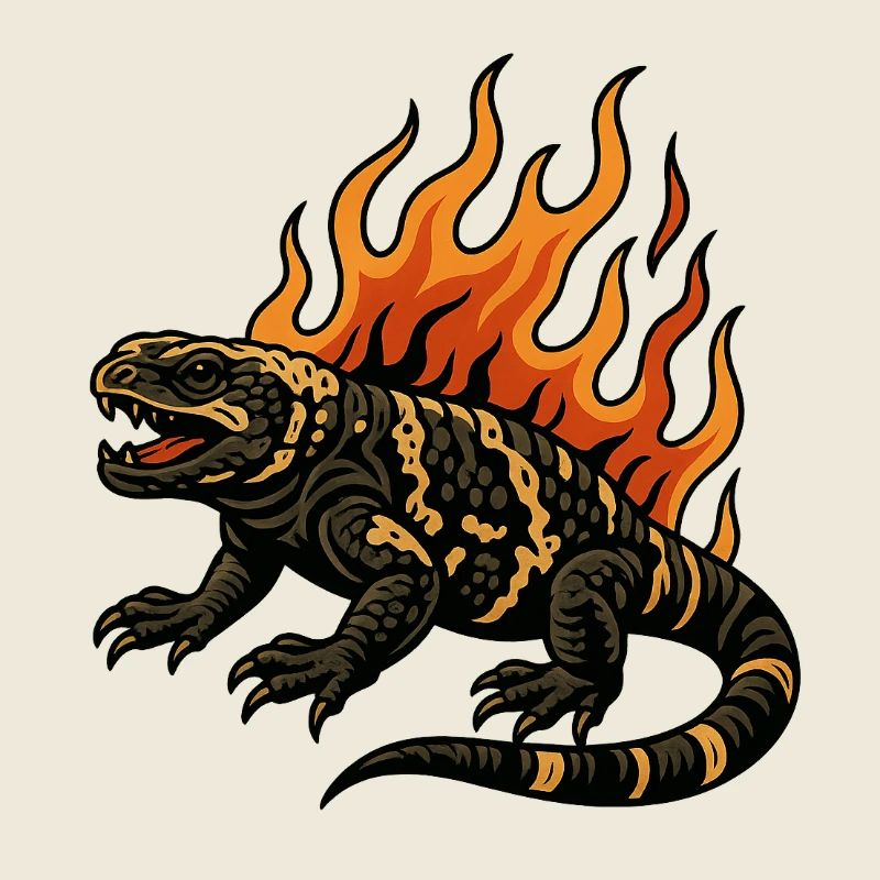 Flammen Gila-Krustenechse