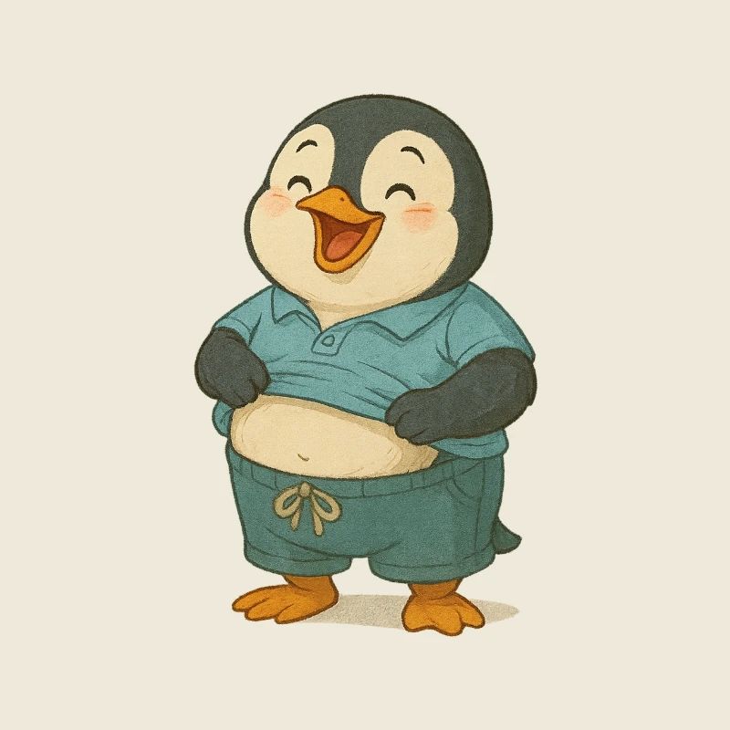 Fröhlicher Pinguin mit Bauch