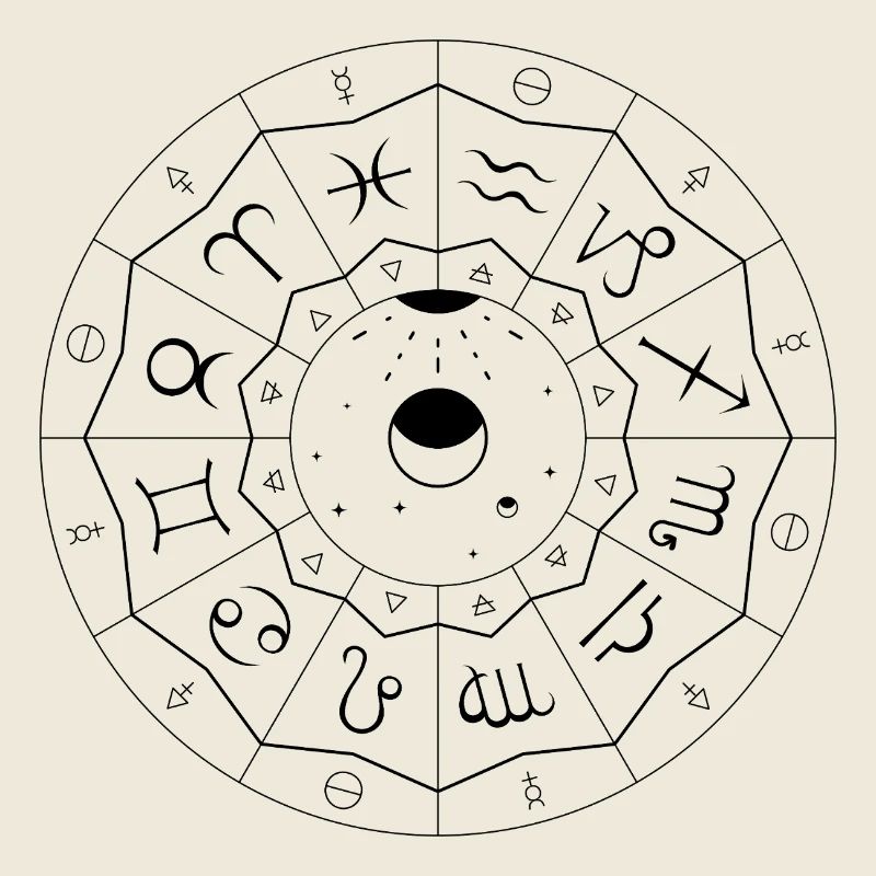 Zodiac Mandala - Elemente und Modalitäten (schwarz)