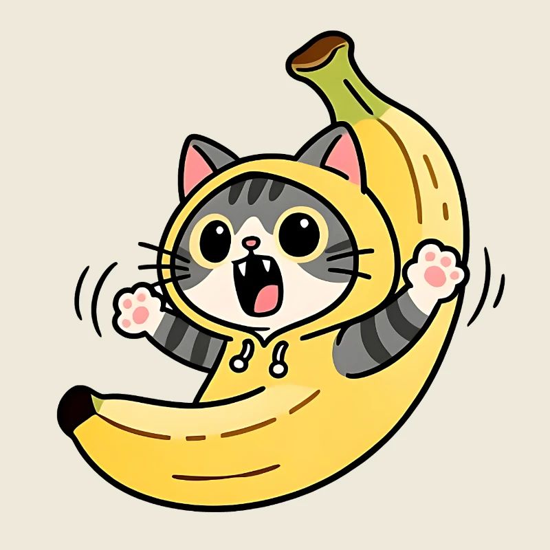 Chat Banane Kawaii