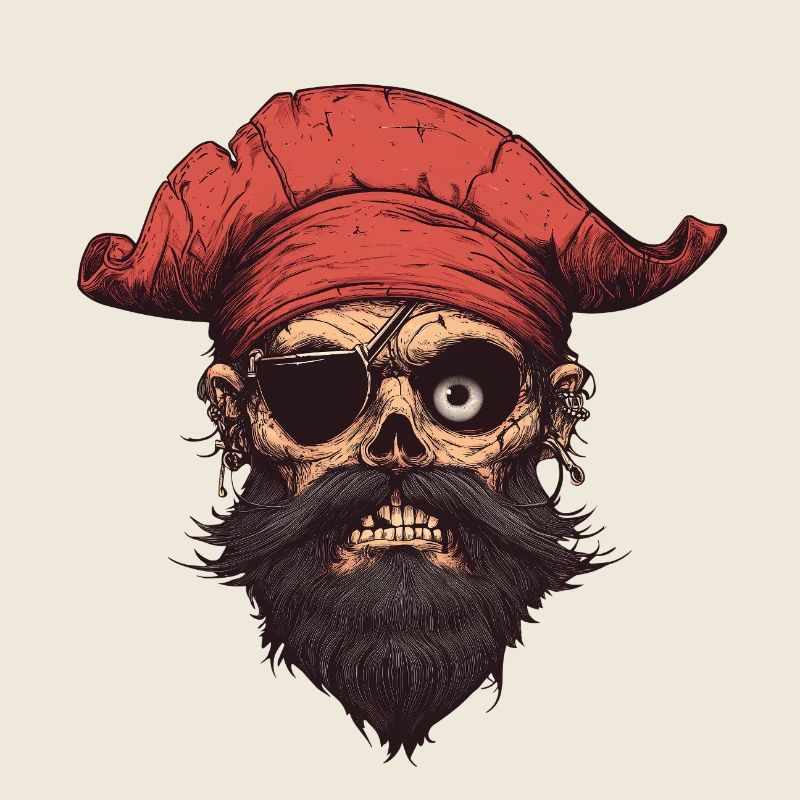 Pirate Skull with Red Bandana