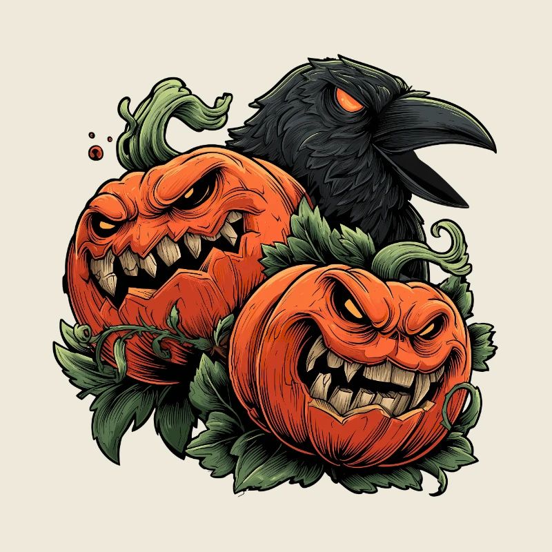 Duo de citrouilles et nuit du corbeau