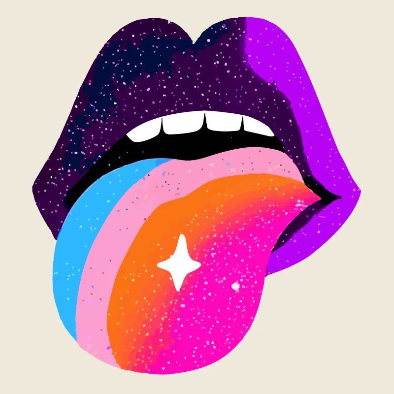 Lèvres de langue arc-en-ciel cosmique