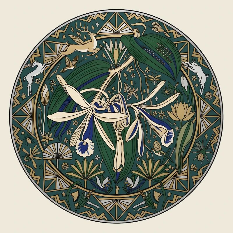 Orchidée vanille et feuillage