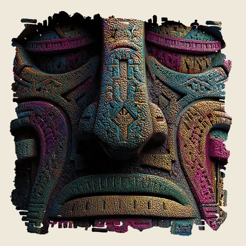 Aztec Color Relief Totem Mask