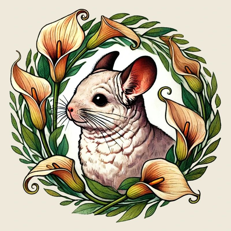 Chinchilla in Floral Circle