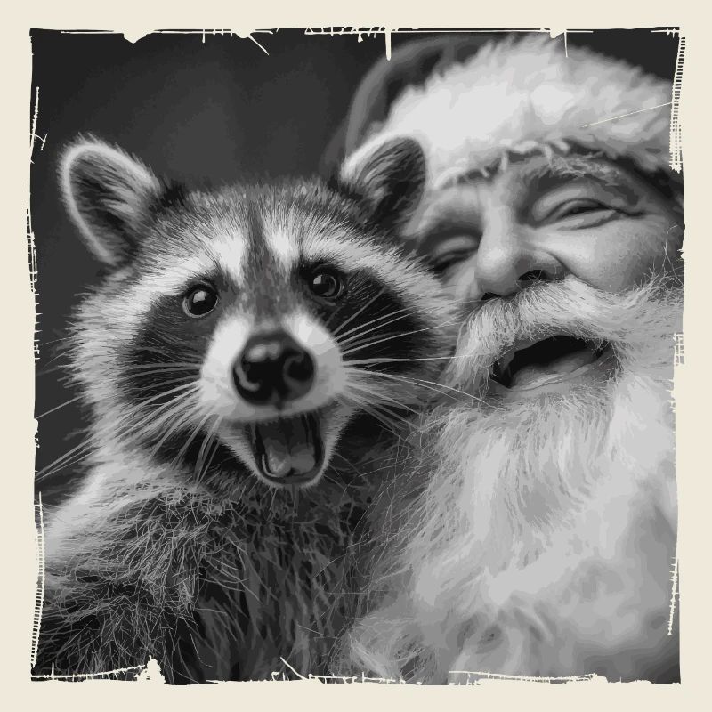 Waschbär Selfie mit Weihnachtsmann 