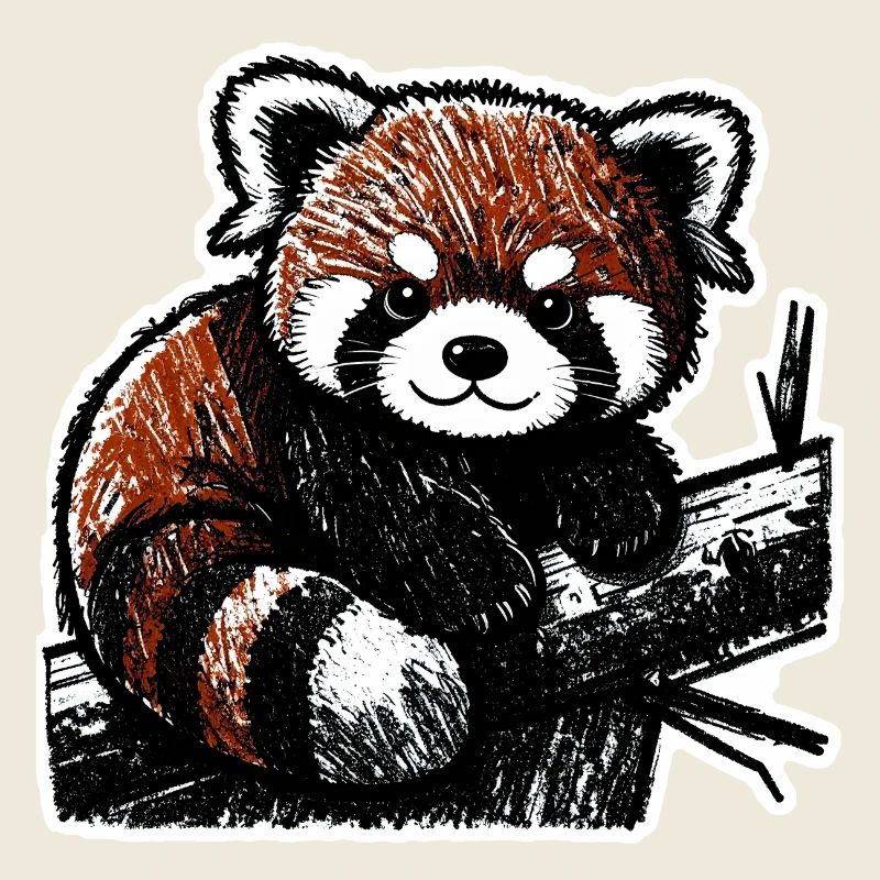 Mignon panda roux (fusain/crayon)