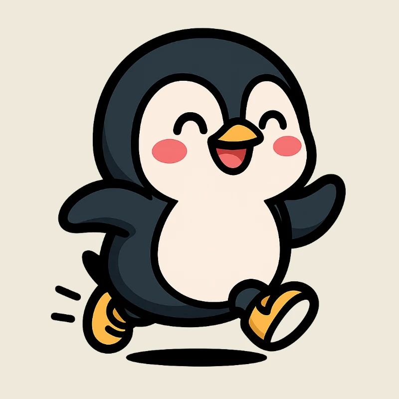 Penguin on the move: joyful leap