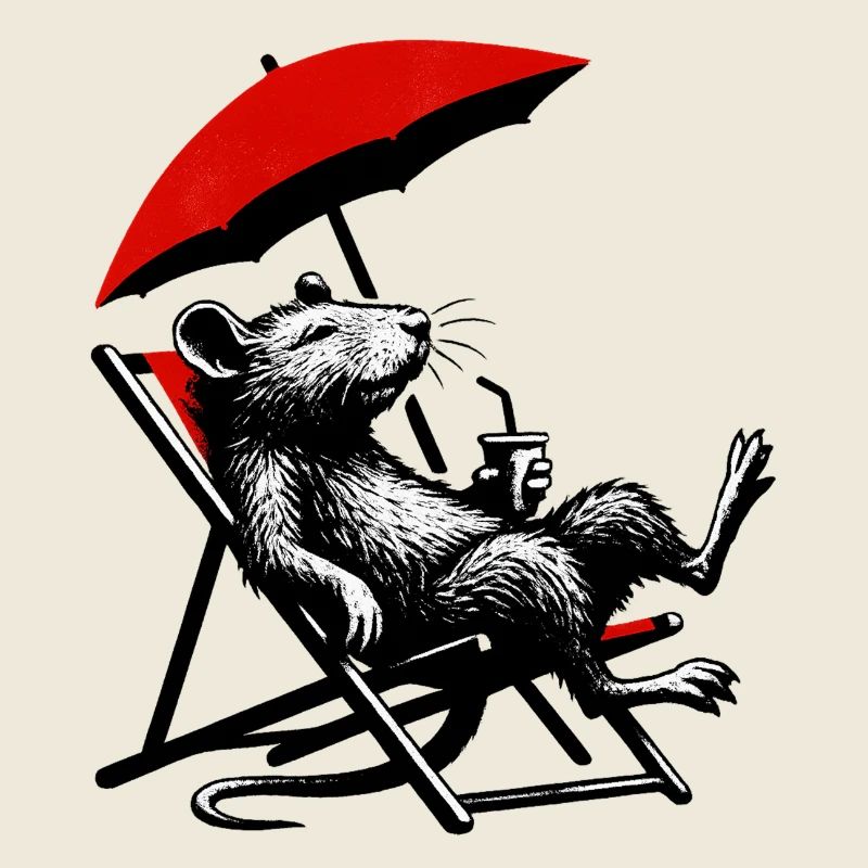 Ratte am Strand mit Cocktail