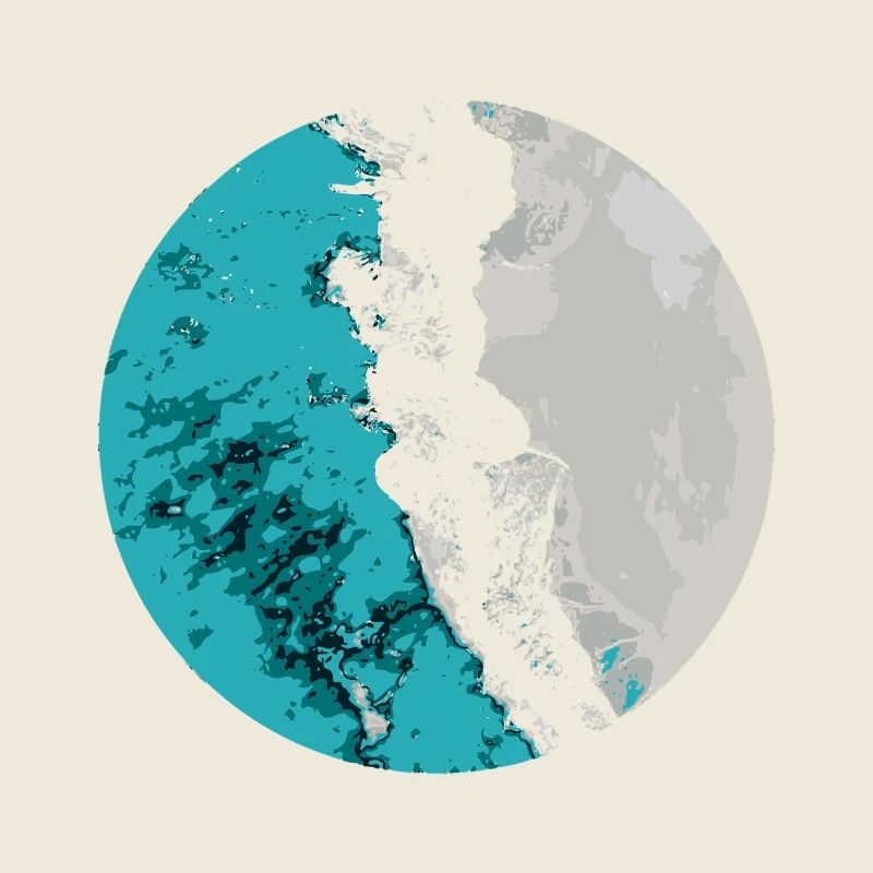 Split Earth Teal Moon