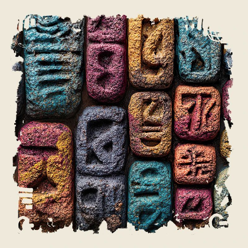 Motif de lettre de pierre coloré