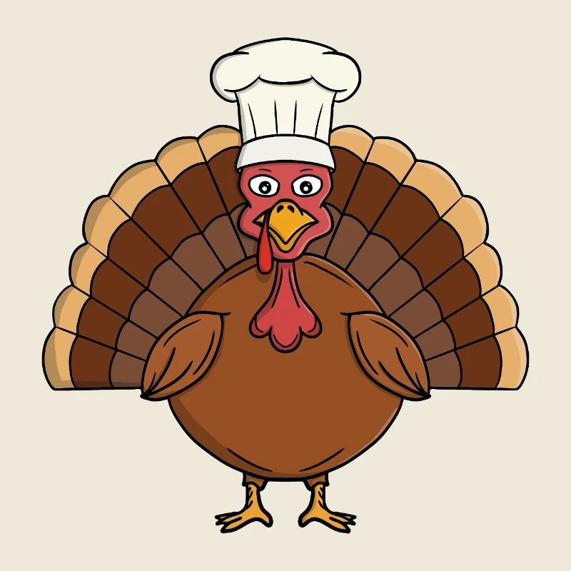 Chef Turkey Cartoon Thanksgiving 