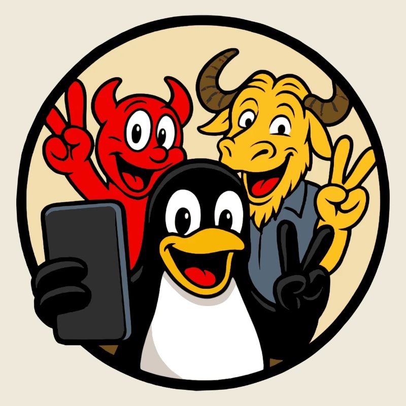 Smoking, Beastie & GNU Selfie