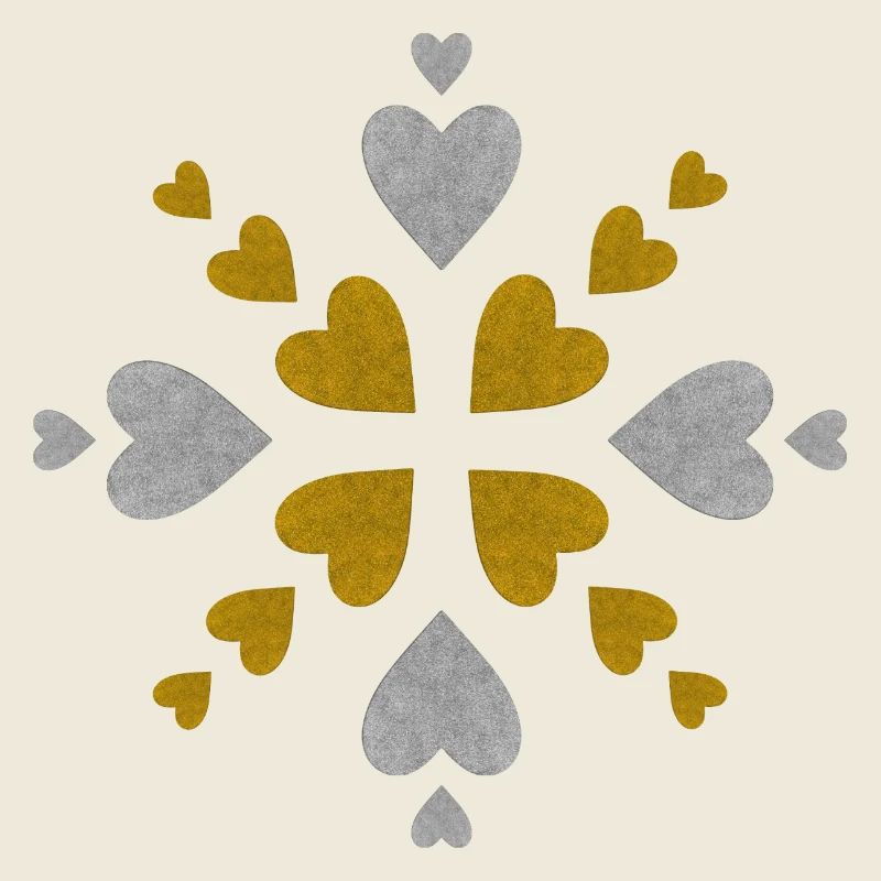 Mandala Cœurs Dorés Argentés
